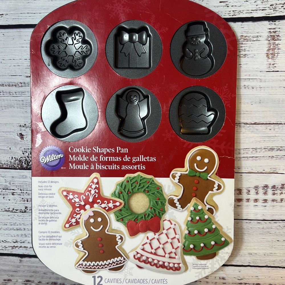 WILTON CHRISTMAS‎ Set of 12 HOLIDAY SHAPED Cookie NON STICK Baking Pan